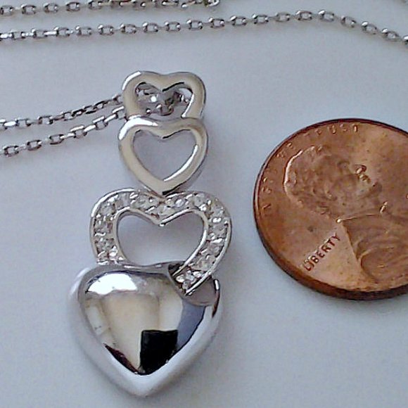 Rocks Jewelry - sterling silver and CZ multi heart necklace